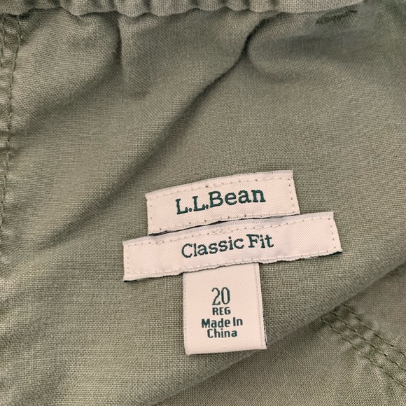 LL Bean 20 Reg. Sun washed Canvas Pants Olive New No Tag - Picture 7 of 12